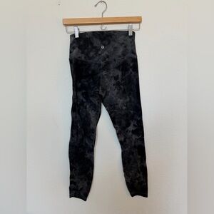 Lululemon Align Leggings Size 6 25” inseam black and gray tie dye